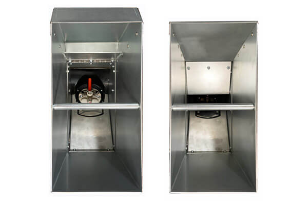 TOP VIEW - K5000 HOPPER with Void Plate Up (L) and Void Plate Down (R)